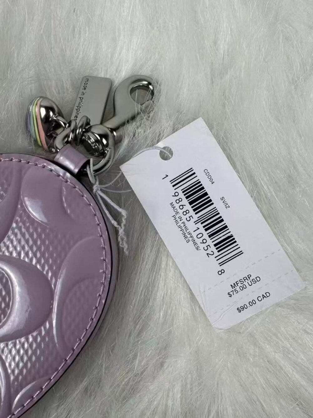 Coach Heart Bag Charm In Signature Leather With Heart Charm CDD04 NWT - Picture 4 of 5